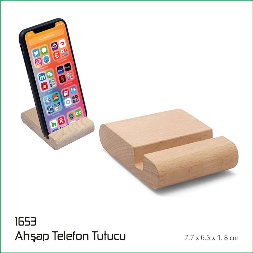 1653 Ahşap Telefon Tutucu